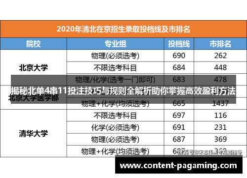 揭秘北单4串11投注技巧与规则全解析助你掌握高效盈利方法 揭秘北单4串11投注技巧与规则全解析助你掌握高效盈利方法