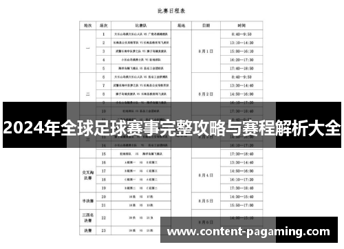 2024年全球足球赛事完整攻略与赛程解析大全 2024年全球足球赛事完整攻略与赛程解析大全